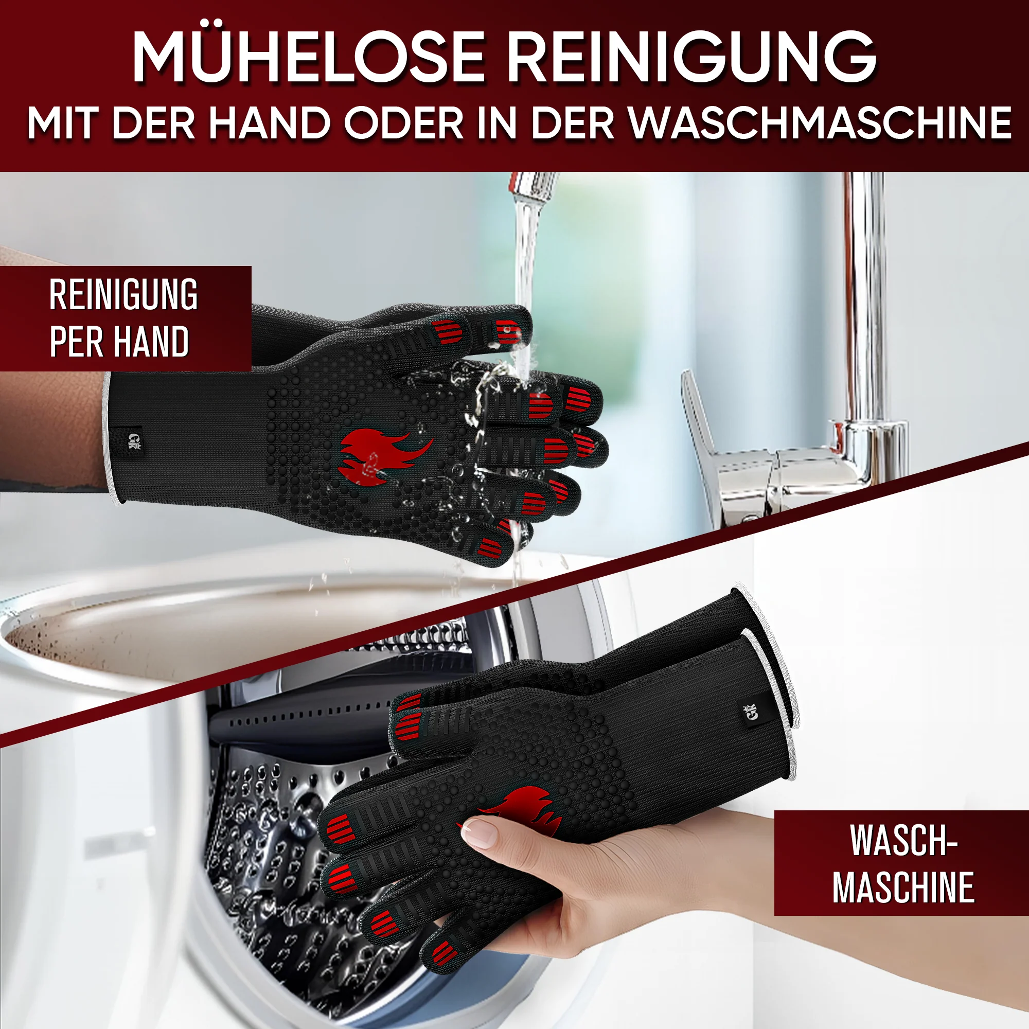 GUSSKÖNIG Größe L Grillhandschuhe hitzebeständig bis 800°C von GUSSKÖNIG