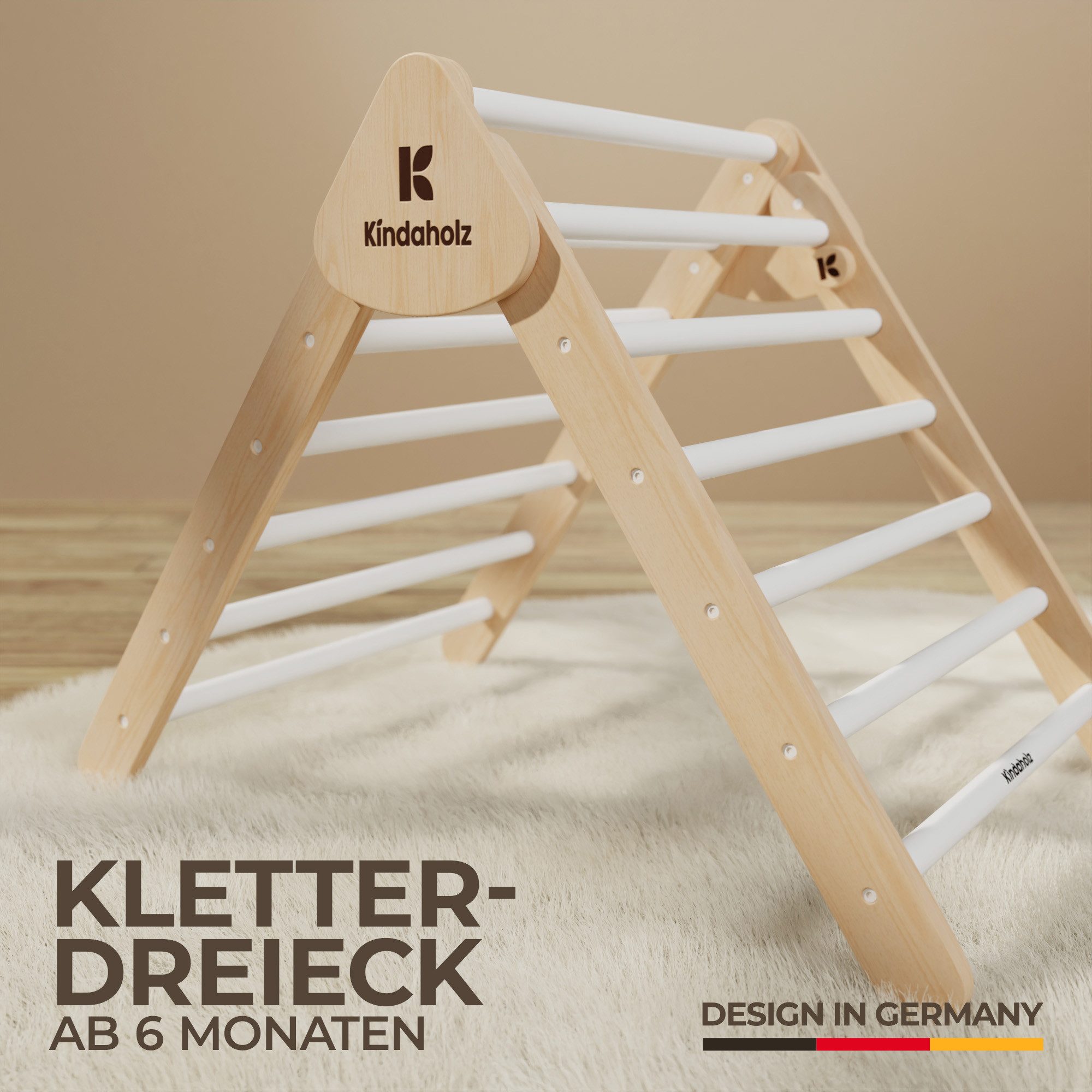 Kindaholz SAMI Kletterdreieck Weiß Indoor Kletterdreieck aus FSC Holz von Kindaholz