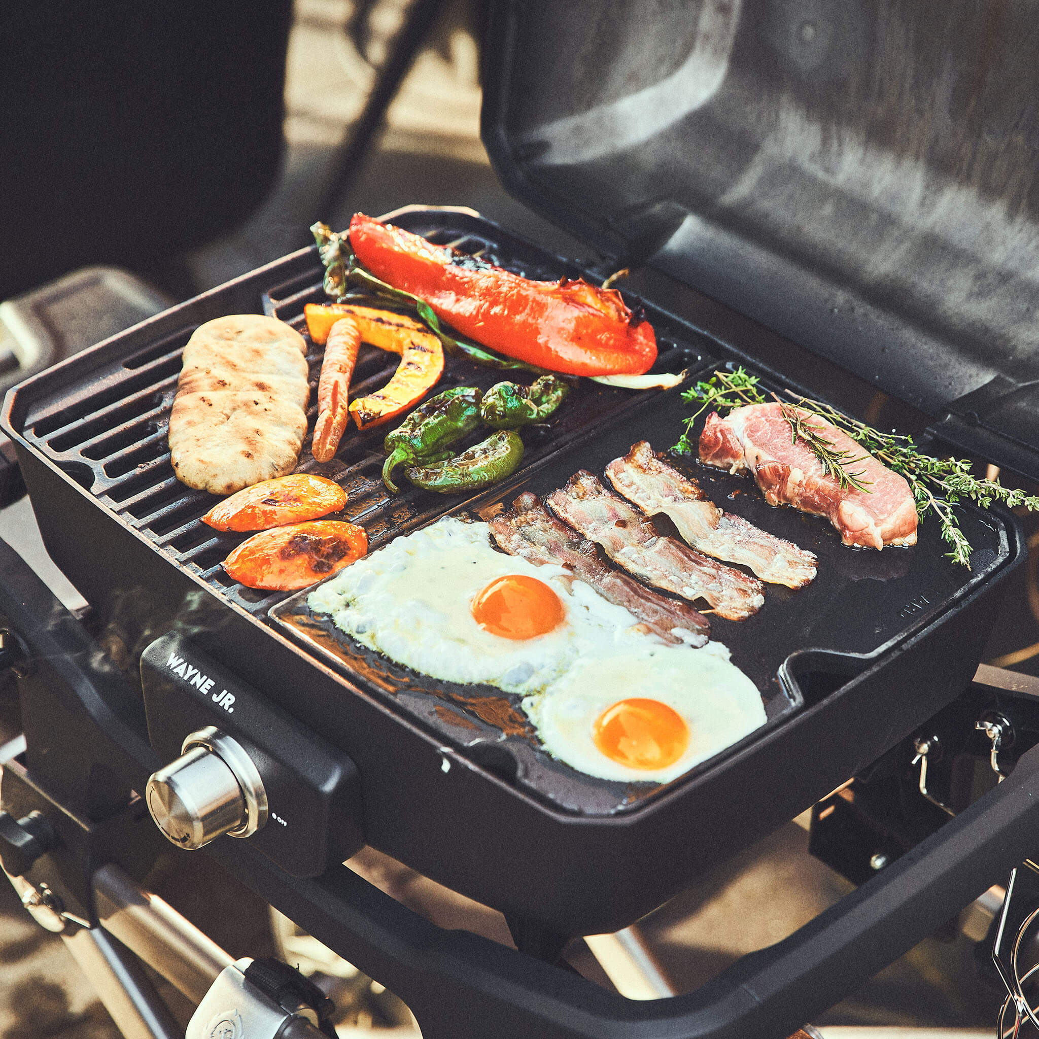 BURNHARD WAYNE Jr. 1-Brenner - Grillplatte Gusseisen beidseitig von BURNHARD