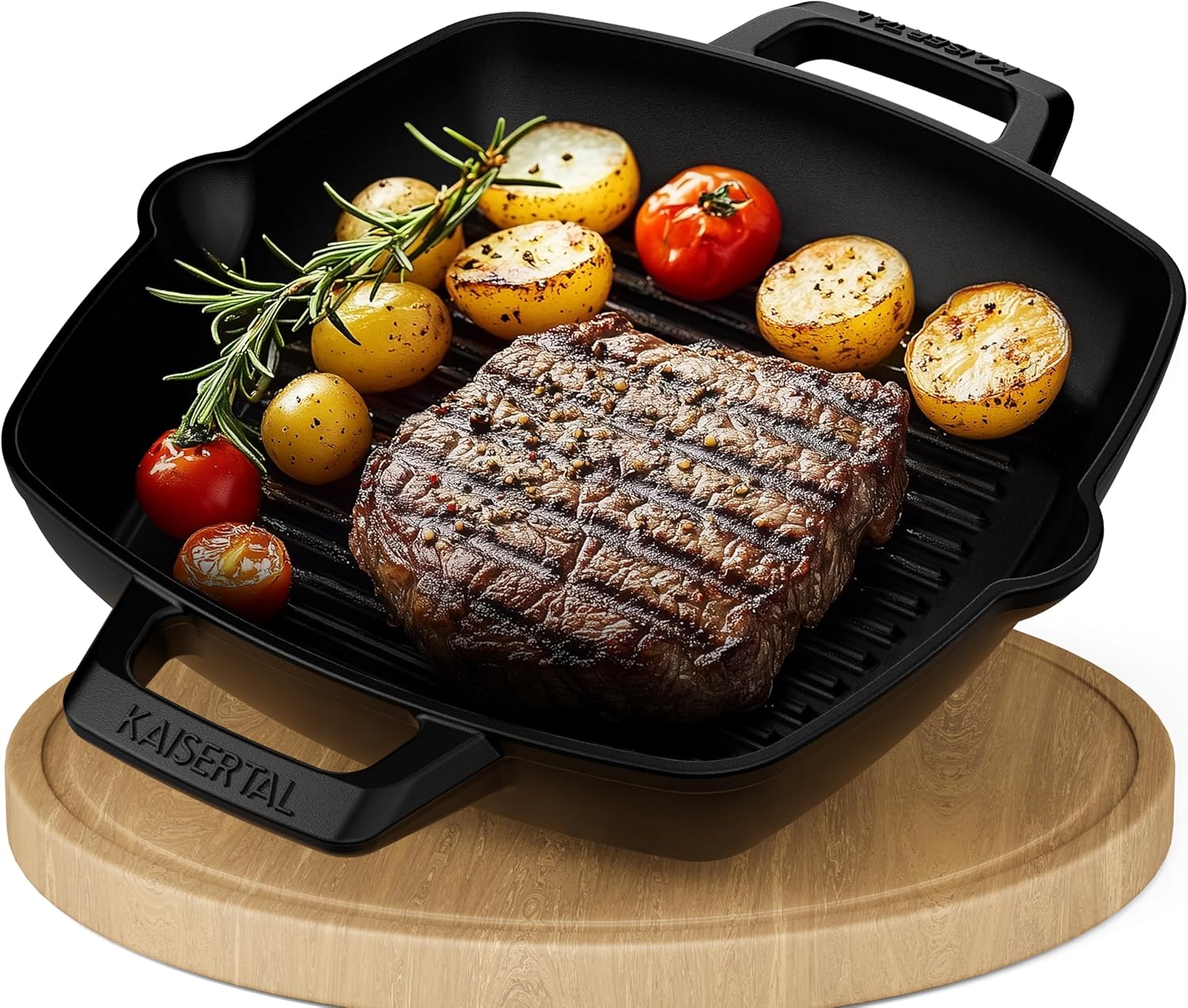 KAISERTAL Emaillierte Gusseisen Grillpfanne 26 cm - Quadratisch mit Doppelgriff KAISERTAL Emaillierte Gusseisen Grillpfanne 26 cm - Quadratisch mit Doppelgriff