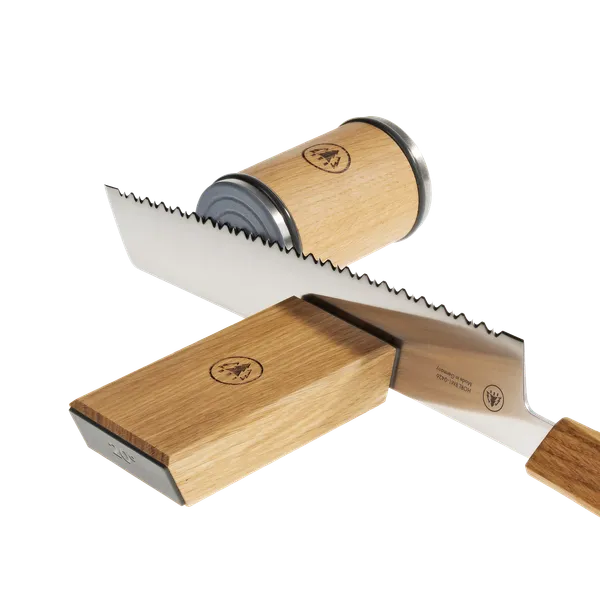 HORL® Brotmesser Eiche mit Triple Pro Cut Wellenschliff und Massivholzgriff 24 cm Klinge