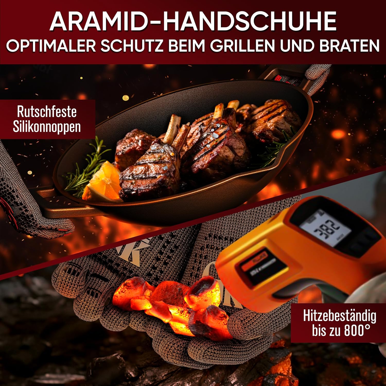 GUSSKÖNIG Gusseisen Wok Pfanne - 36 cm robuste Wokpfanne inklusive Edelstahl Ringreiniger & Grillhandschuhe von GUSSKÖNIG