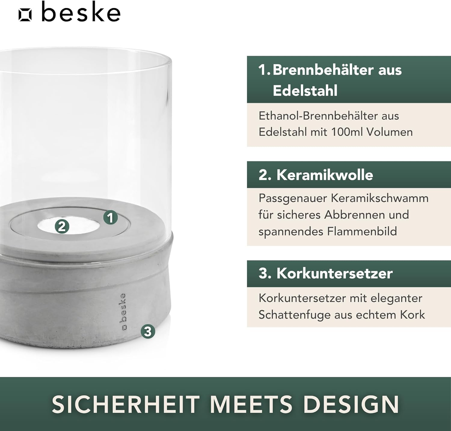 BESKE Ethanolfeuer Yali für Indoor & Outdoor | Ø14cm von Beske-Manufaktur BESKE Ethanolfeuer Yali für Indoor & Outdoor | Ø14cm von Beske-Manufaktur