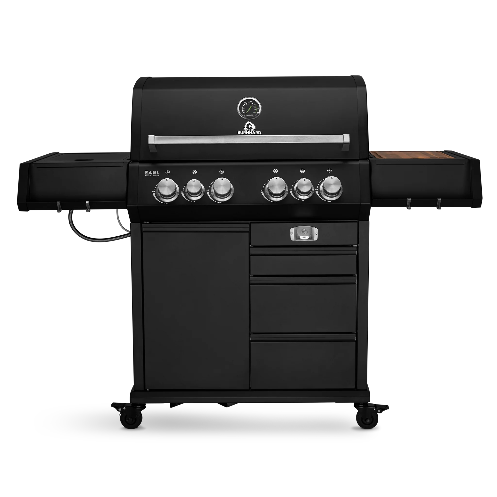BURNHARD Big EARL Premium-Gasgrill 4-Brenner in der Farbe Schwarz mit Gusseisenrost von BURNHARD