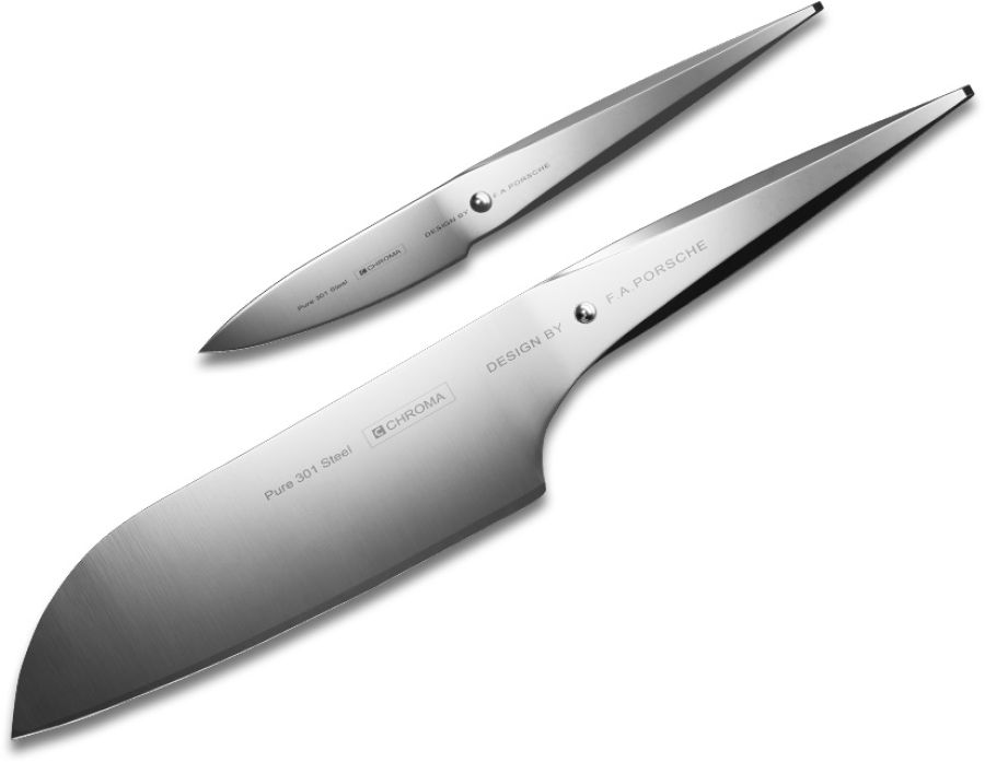 H - CHROMA Type 301 Messerset P-29 Design by F.A. Porsche - Santoku & Schälmesser von CHROMA
