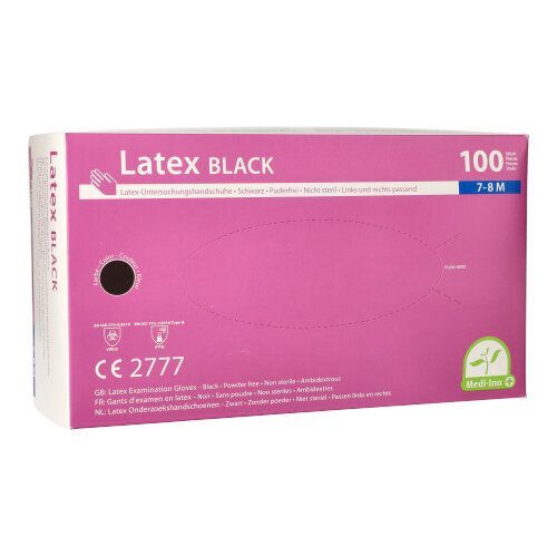 Medi-Inn® PS Handschuhe Größe M ~ Latex Schwarz puderfrei ~ Black Grip ~ 100 Stück von Papstar Medi-Inn® PS Handschuhe Größe M ~ Latex Schwarz puderfrei ~ Black Grip ~ 100 Stück von Papstar