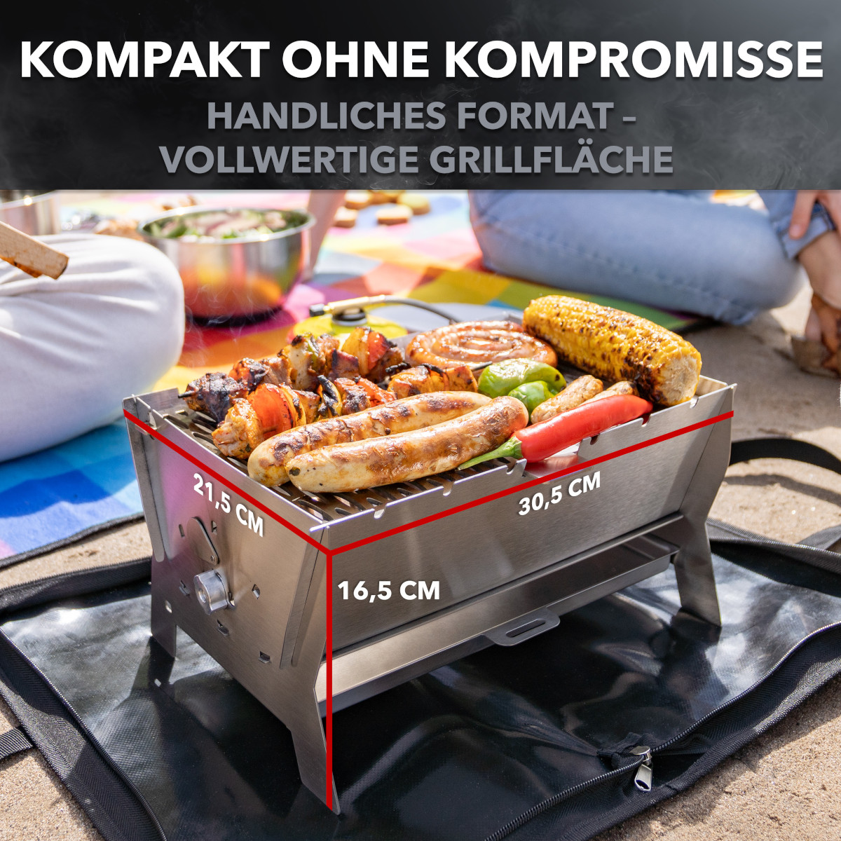 Ovicue L Kompaktgrill mit 3,5 kW Leistung & Profill 0.5 Aluminium-Propanflasche - Flexibles und nachhaltiges Grillvergnügen für unterwegs von Ovibell