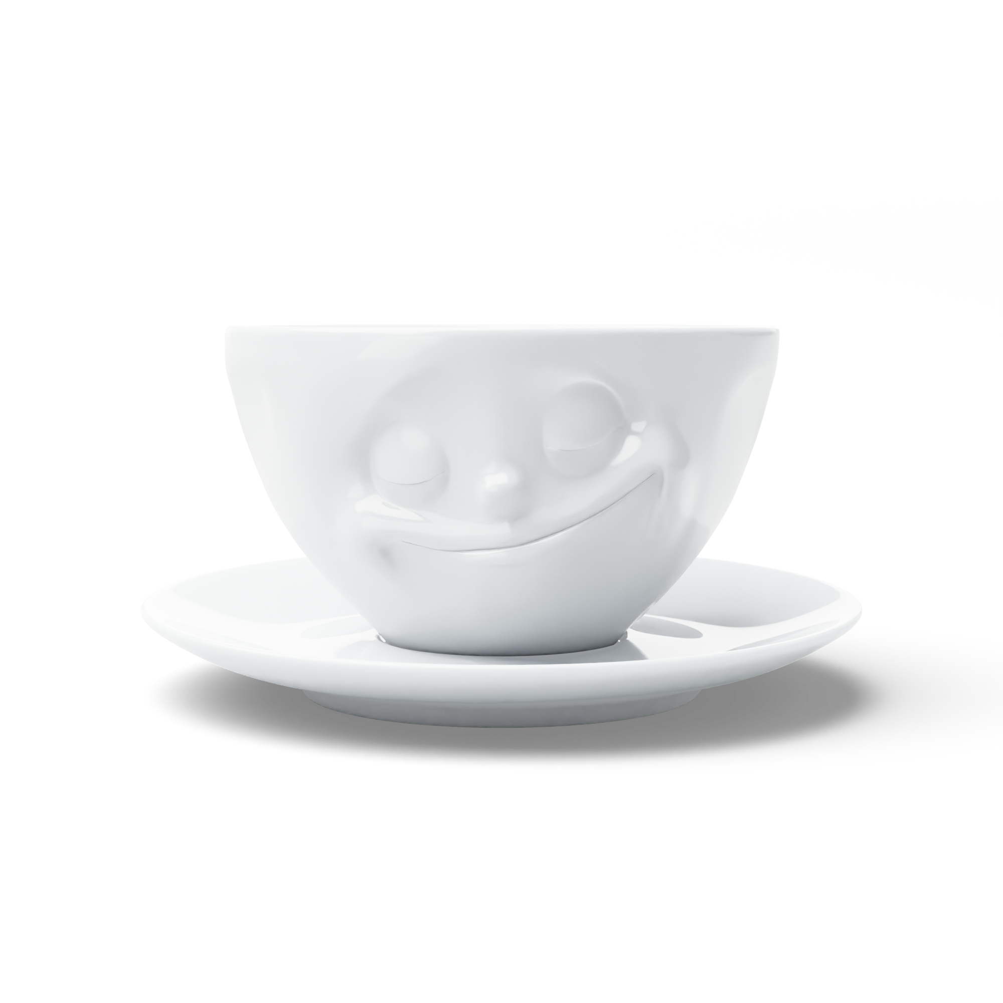 58products | Kaffeetasse Glücklich weiß 200 ml ideal für Kaffee + Tee + Kakao | Made in Germany von 58products
