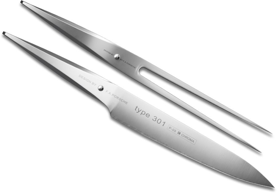 CHROMA Type 301 Tranchierset P-517 | Tranchiermesser und Fleischgabel im Design von F.A. Porsche von CHROMA