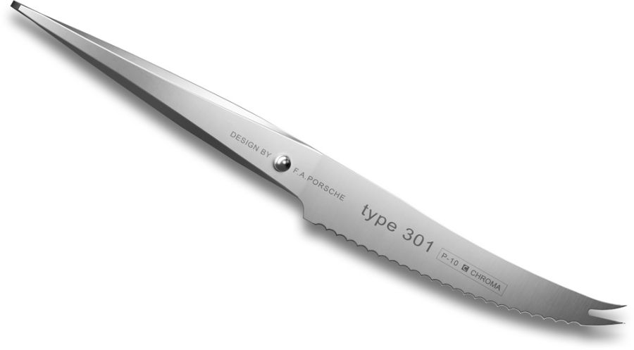 CHROMA Type 301 Tomatenmesser P-10 | 12 cm Klinge | Edelstahlgriff | Gabelspitze