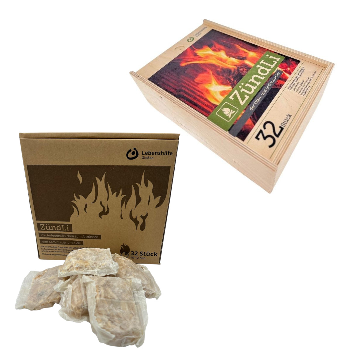 ZündLi Holzbox + 5x Kiste zum nachfüllenn für Holzfeuer und Grill - 192 Anzünder von ZündLi ZündLi Holzbox + 5x Kiste zum nachfüllenn für Holzfeuer und Grill - 192 Anzünder von ZündLi