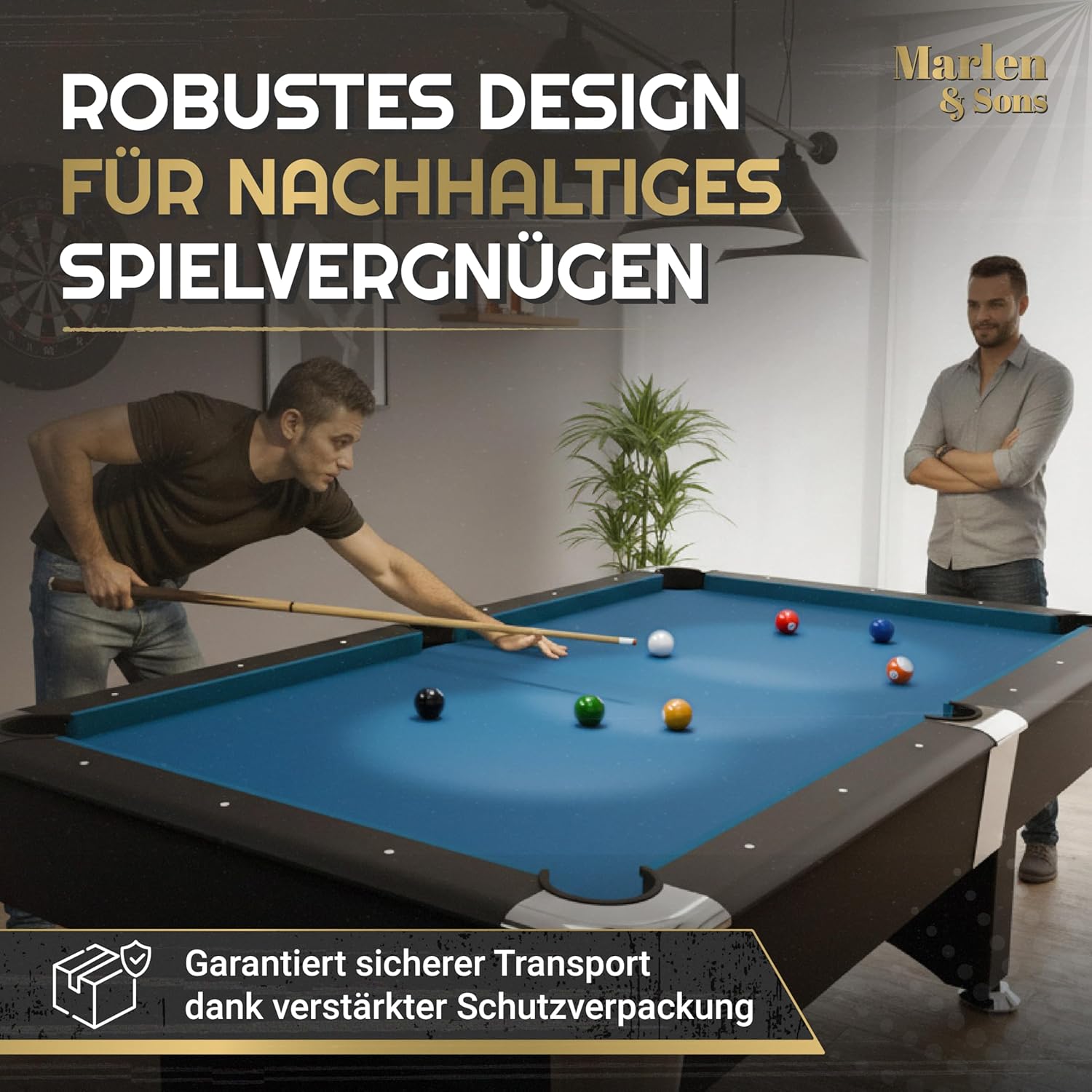 Marlen & Sons Billardtisch - CueMaster 8FT Billard Tisch mit Auto Kugelrückführung - Billardtisch 244 x 132 cm inkl. Zubehör-Komplettset von Marlen & Sons