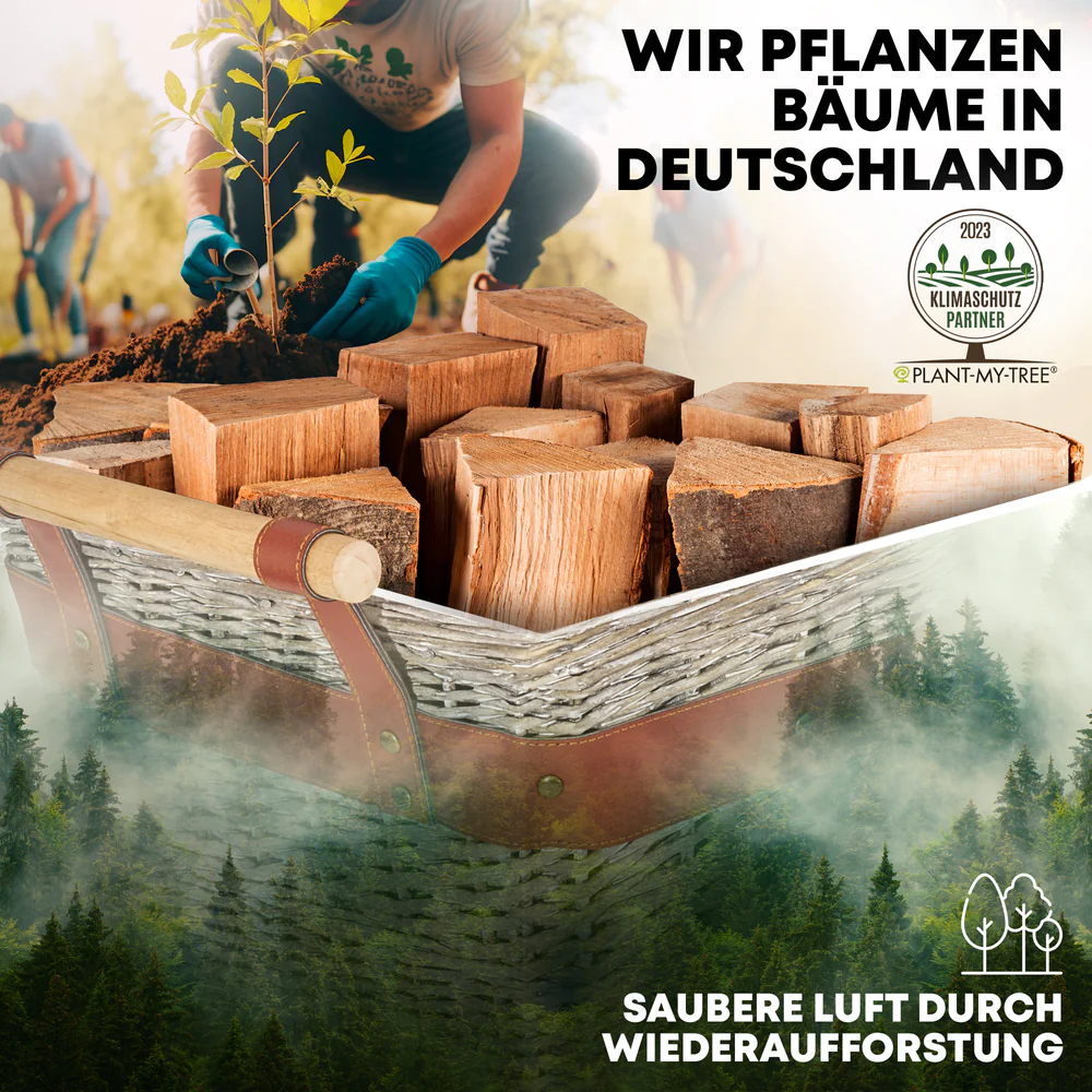 OAKAGE WillowWrap Holzkorb Weide - mit ausreißsicheren Holzgriffen - 50x40x35cm von OAKAGE