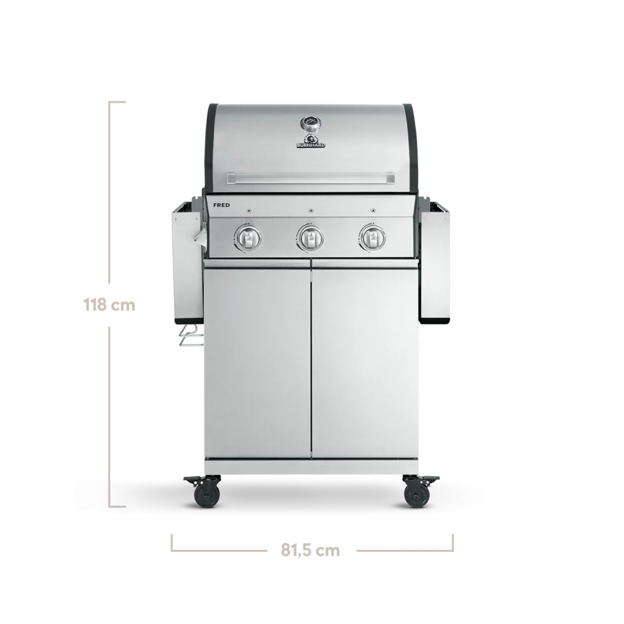 BURNHARD FRED Basic Gasgrill 3-Brenner in der Farbe Edelstahl mit Gusseisenrost von BURNHARD