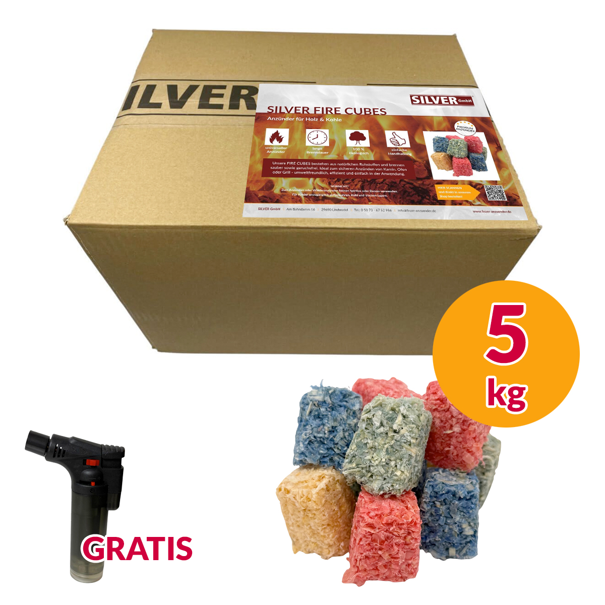 5 kg SILVER Fire Cubes - Der perfekte Anzünder für Kamin, Ofen, Grill & Lagerfeuer von SILVER GmbH