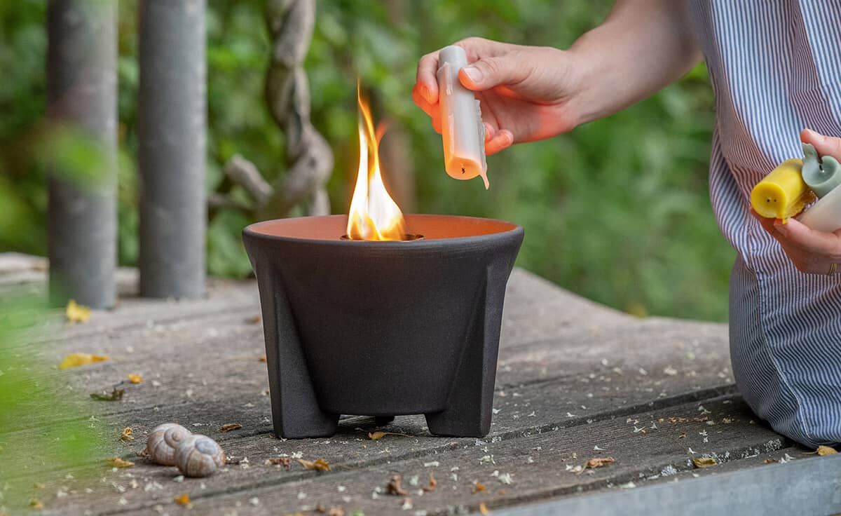 DENK Keramik Schmelzfeuer Outdoor CeraLava mit Lichtglas-Aufsatz ~ SFC+LGA von DENK Keramik