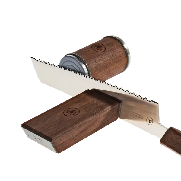 HORL® Brotmesser Nussbaum mit Triple Pro Cut Wellenschliff und Massivholzgriff 24 cm Klinge