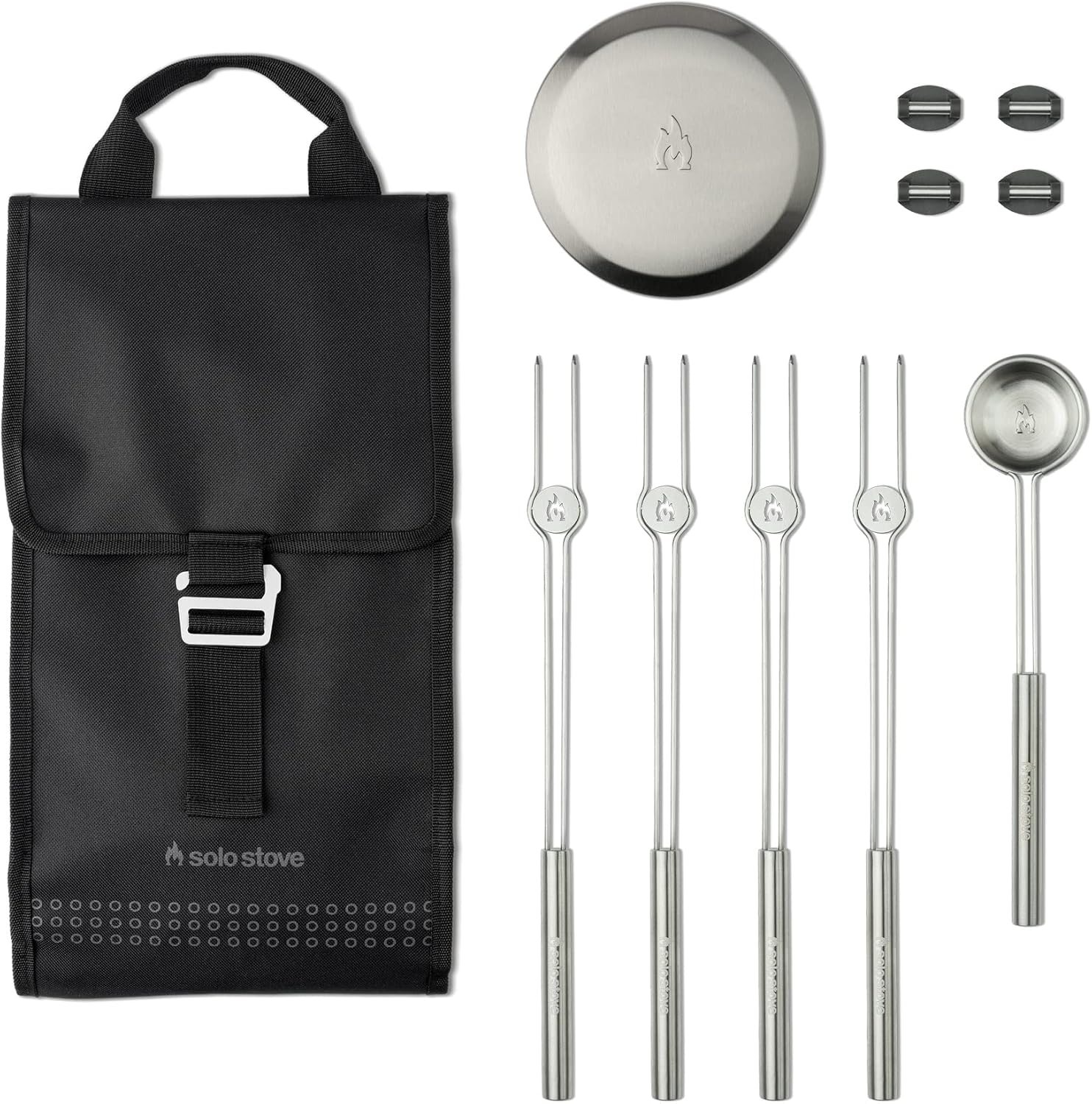 Solo Stove Mesa XL Accessorie-Set | Inkl. 4 Mini-Röstspieße aus Edelstahl + Ablagen, Pellet Schaufel, Mesa XL Deckel, Aufbewahrungsetui