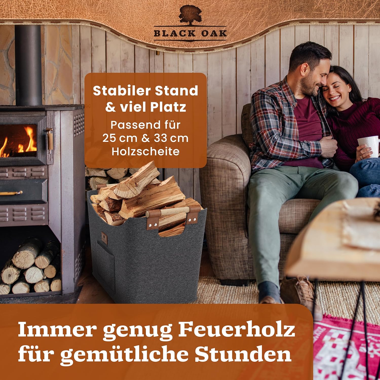 BLACK OAK Montana XL 60L Holzkorb aus Filz grau von BLACK OAK