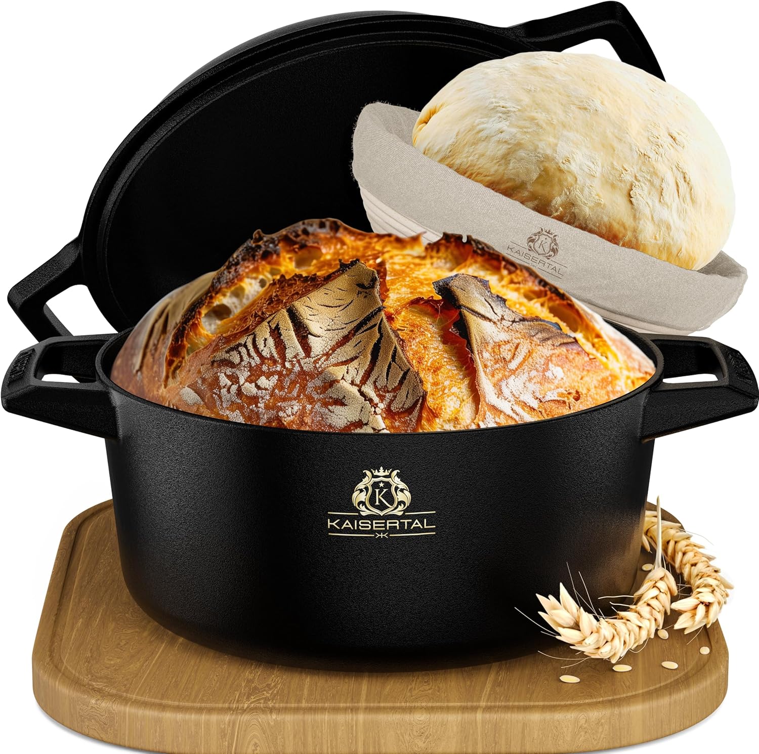 KAISERTAL Gusseisen Brotbackform mit Deckel 26 cm - inkl. Gärkorb KAISERTAL Gusseisen Brotbackform mit Deckel 26 cm - inkl. Gärkorb