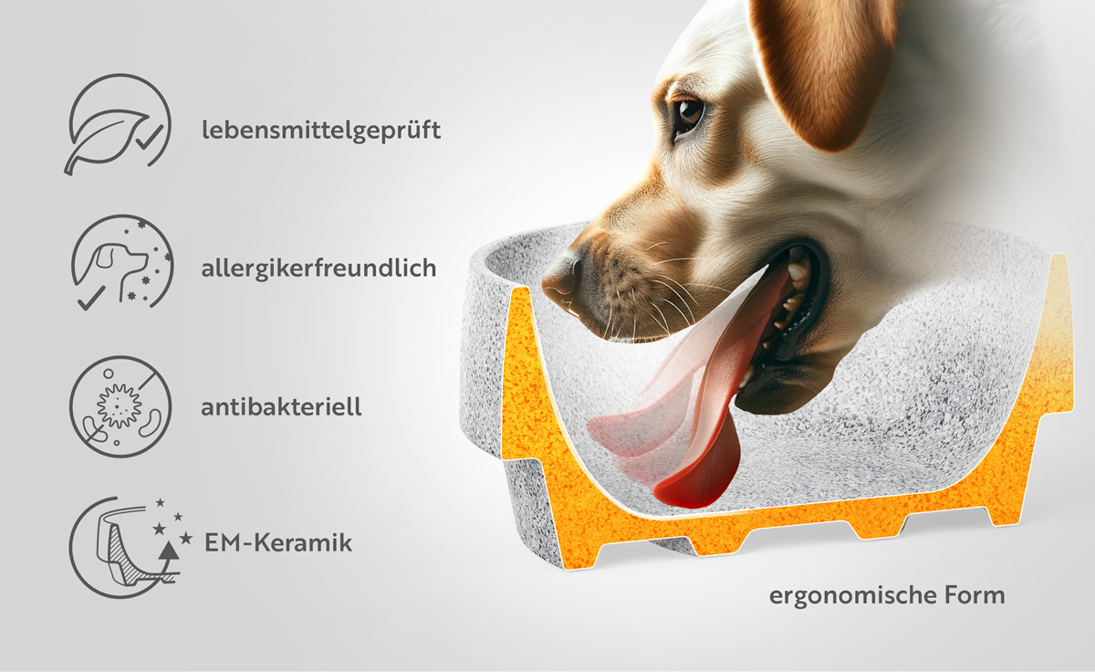 DENK Keramik Hundenapf L Granicium 2,1 Liter für Hunde mit langem Kopf | HLGR1 von DENK Keramik