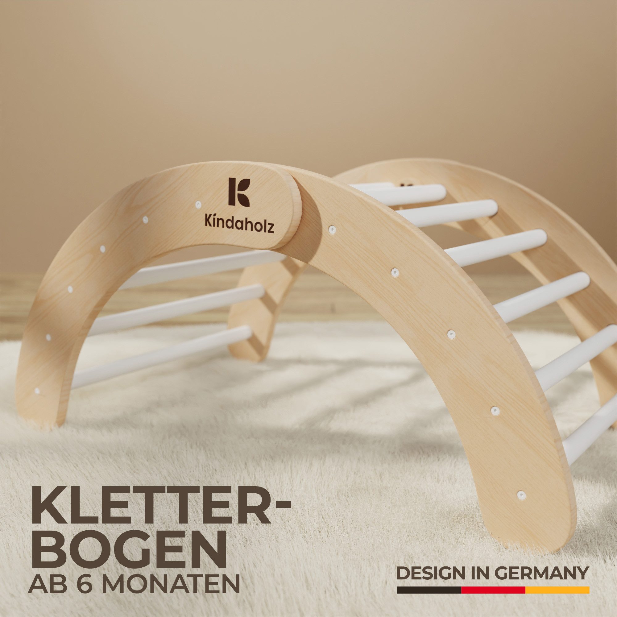 Kindaholz NINA Kletterbogen Weiß Indoor Kletterbogen aus FSC Holz von Kindaholz