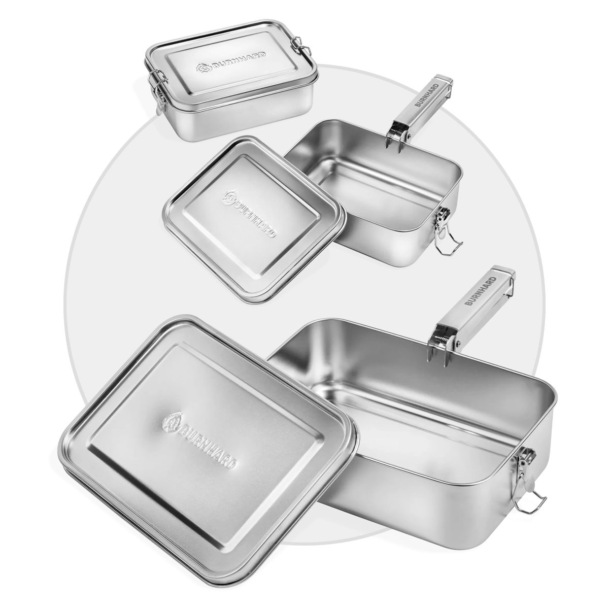 BURNHARD JONES 2x 1,2 Liter + 1x 2,4 L Kochgeschirr Edelstahl für Camping und Outdoor Küche
