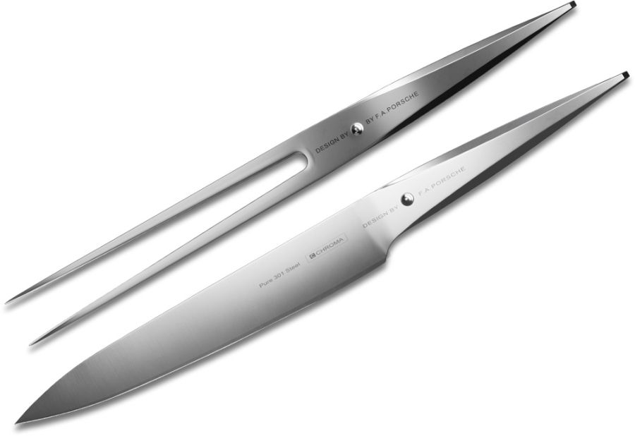 CHROMA Type 301 Tranchierset P-517 | Tranchiermesser und Fleischgabel im Design von F.A. Porsche von CHROMA
