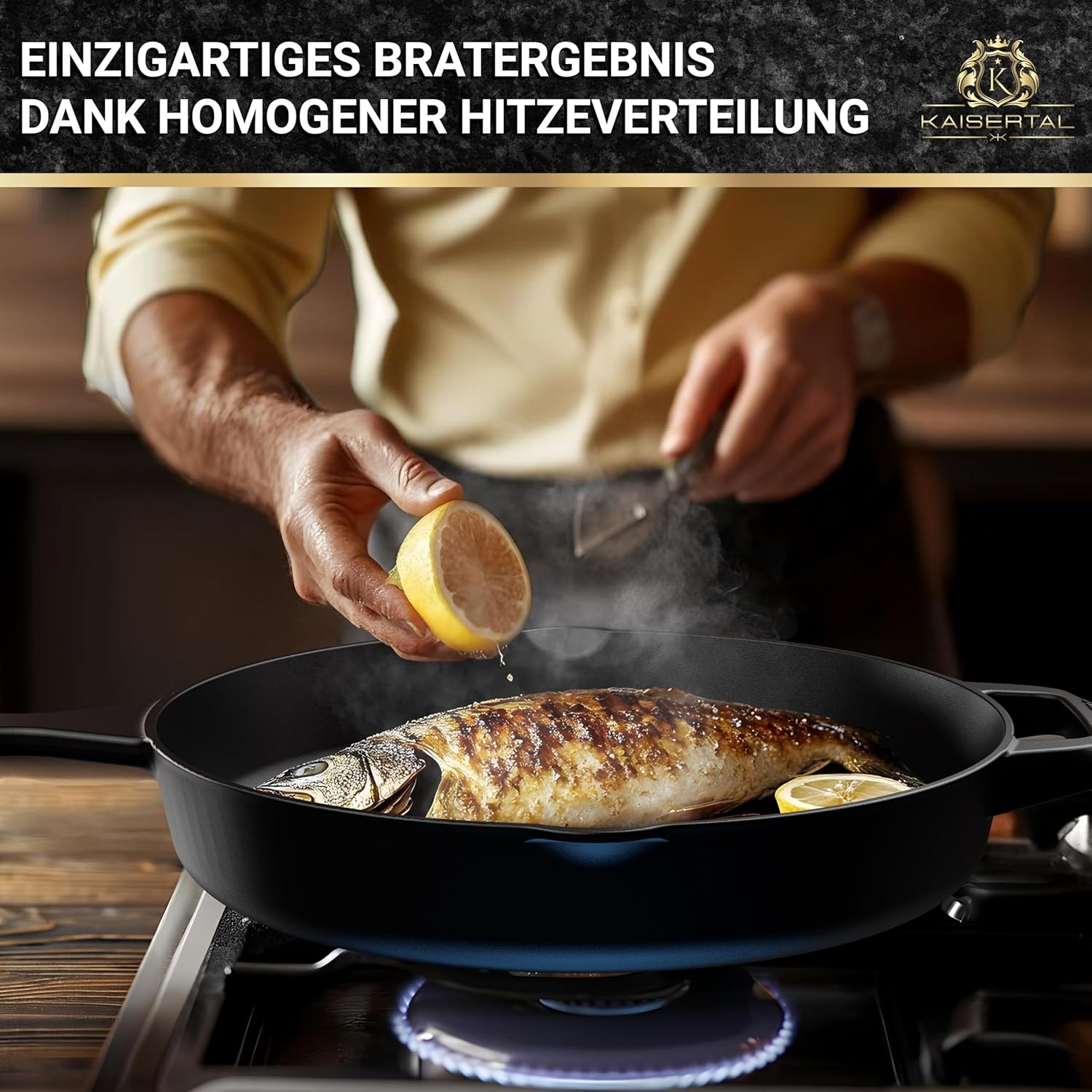 KAISERTAL Emaillierte Gusseisen Bratpfanne 31 cm mit Griff von KAISERTAL