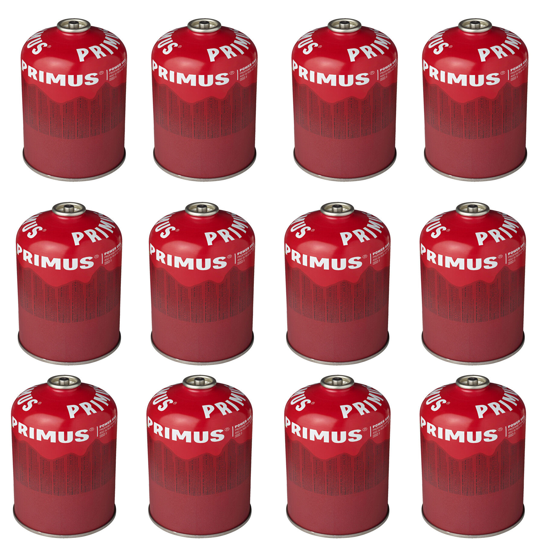 12x PRIMUS Power Gas Ventilgaskartusche mit selbstschließendem Ventil - 450g (PG450-12) von Primus