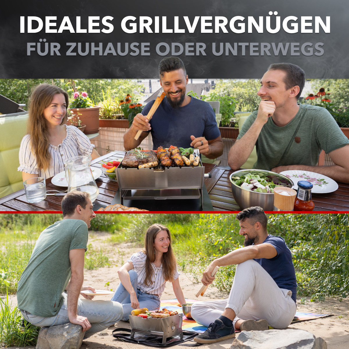Ovicue L Kompaktgrill mit 3,5 kW Leistung & Profill 0.5 Aluminium-Propanflasche - Flexibles und nachhaltiges Grillvergnügen für unterwegs von Ovibell
