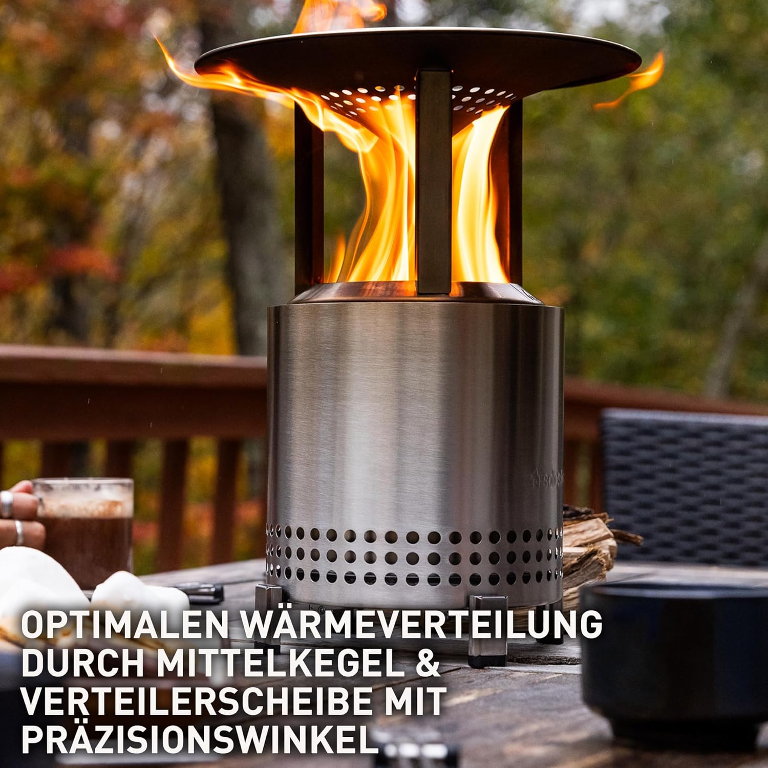 Solo Stove Mesa XL Tischfeuer Ø 17,8cm Tischkamin Outdoor Ash / Anthrazit & Mesa XL Wärmeverteiler von Solo Stove