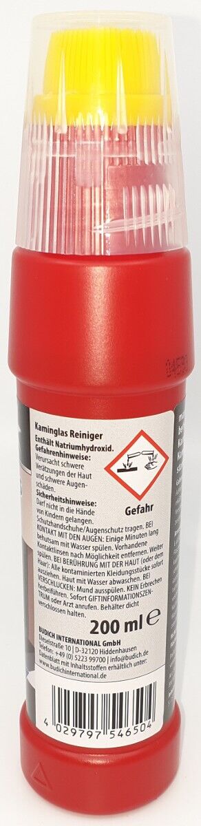 1x Spezial maximo Gel Kaminglas Reiniger gegen Ruß und Schmutz inkl. integrierter Bürste 200ml von maximo