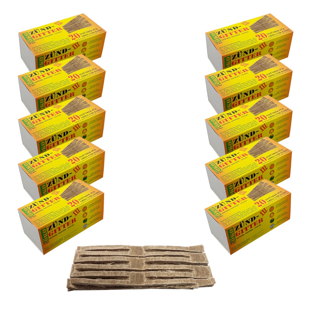 200 Zündgitter Feueranzünder für Grill & Kamin ~ Umweltfreundlich aus recyceltem Altpapier und Wachs von Till 200 Zündgitter Feueranzünder für Grill & Kamin ~ Umweltfreundlich aus recyceltem Altpapier und Wachs von Till