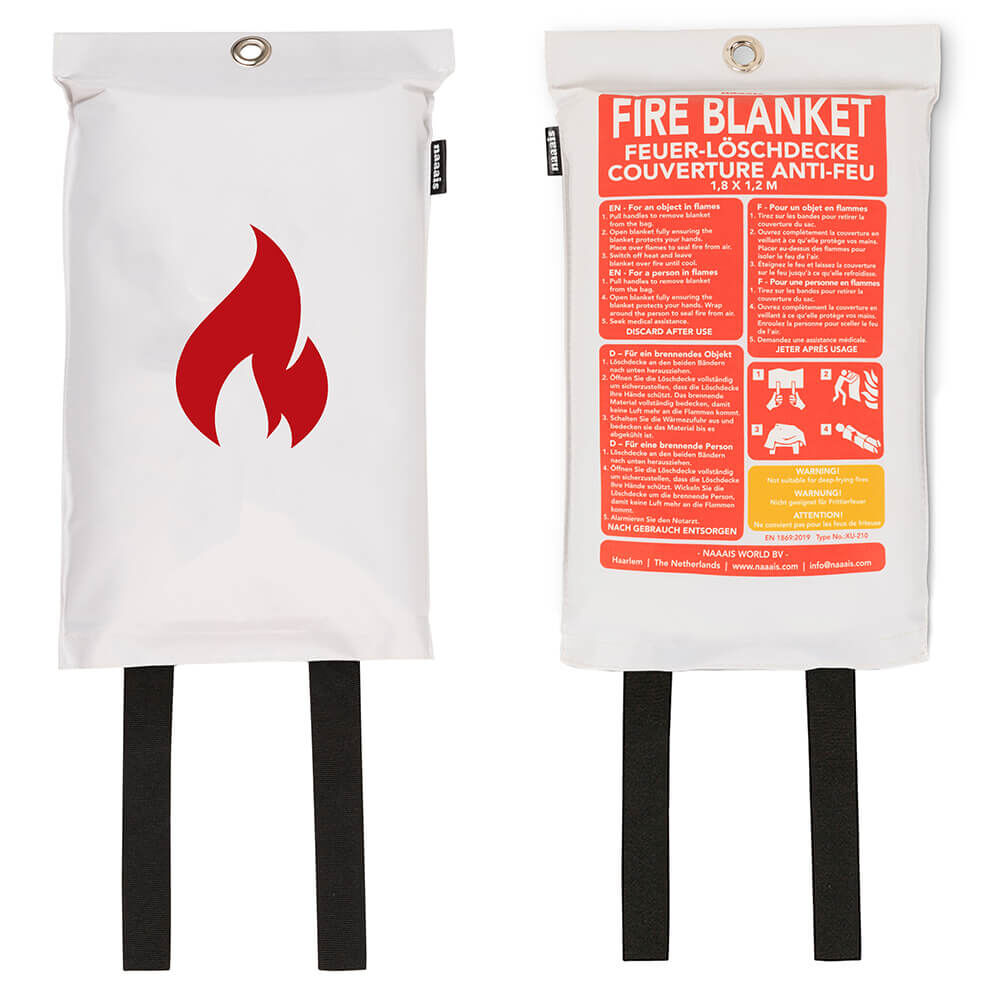 Löschdecke Flammen | Brandschutzdecke 1.20m x 1.80m für Haus | Camping | Boot | Grill | Personen von Naaais