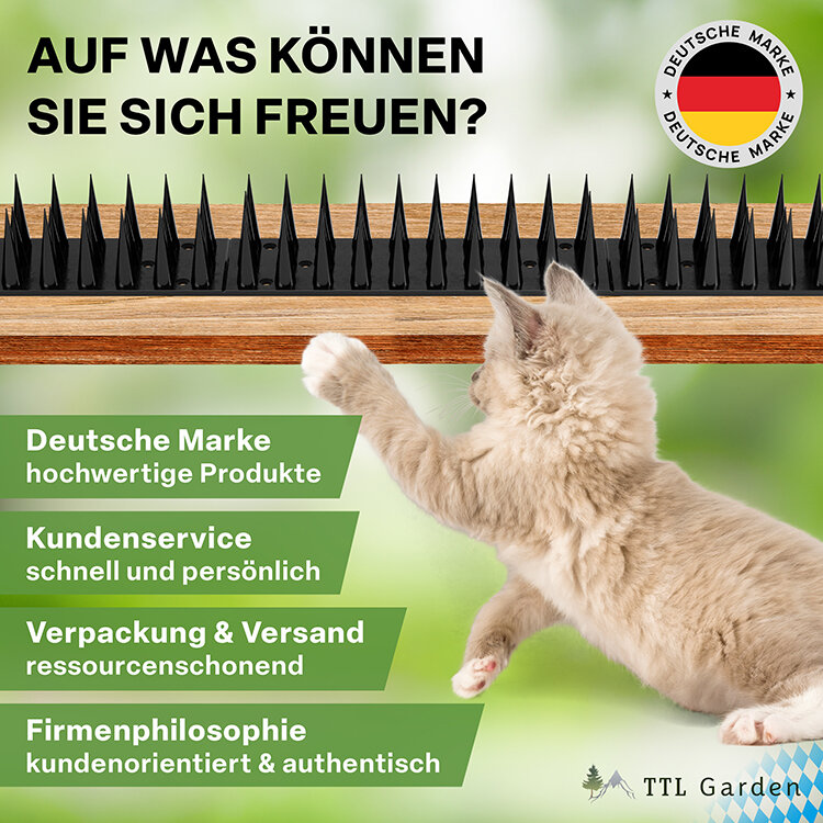 TTL Garden 5m Vogelabwehr Spikes Kunststoff schwarz - Taubenabwehr Vogelschreck - 6 Elemente a 42cm von TTL Garden