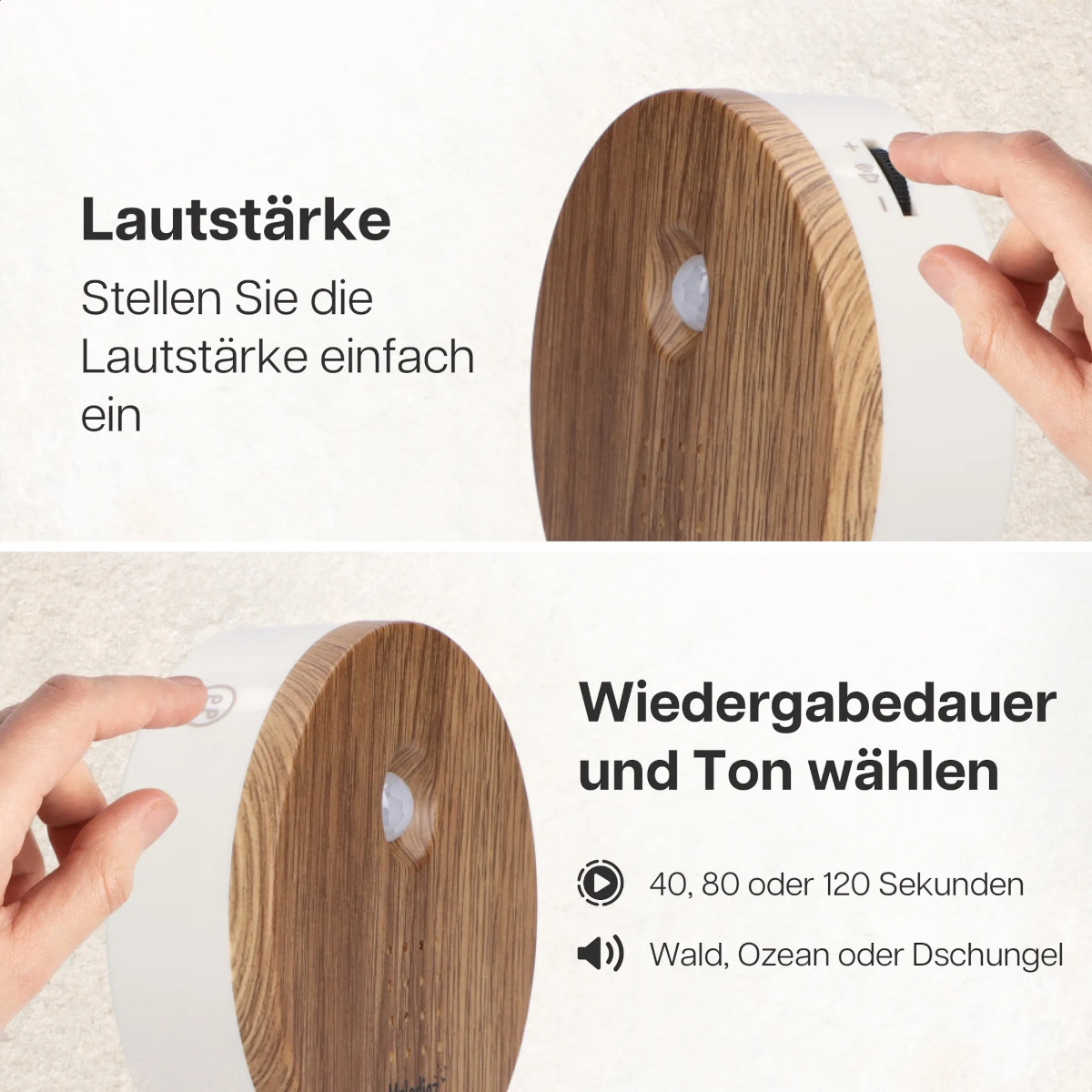 Melodiez Nature Box dunkles Holz - natürliche Entspannung auf Knopfdruck 4 Naturklänge in einer Box von Melodiez