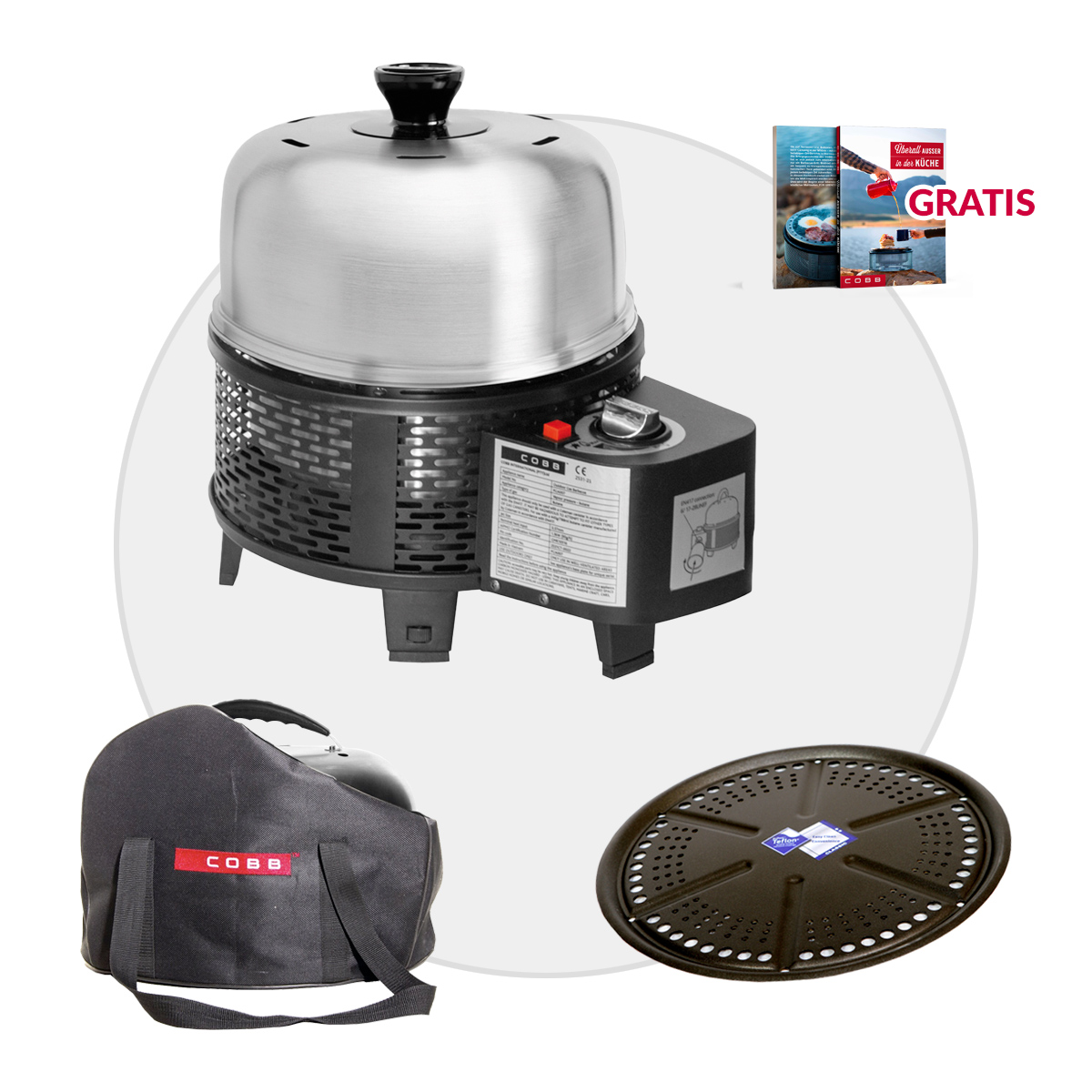 COBB Gas Grill PRO BLACK inkl. Grillplatte + Tasche | Multifunktionsküche von Cobb