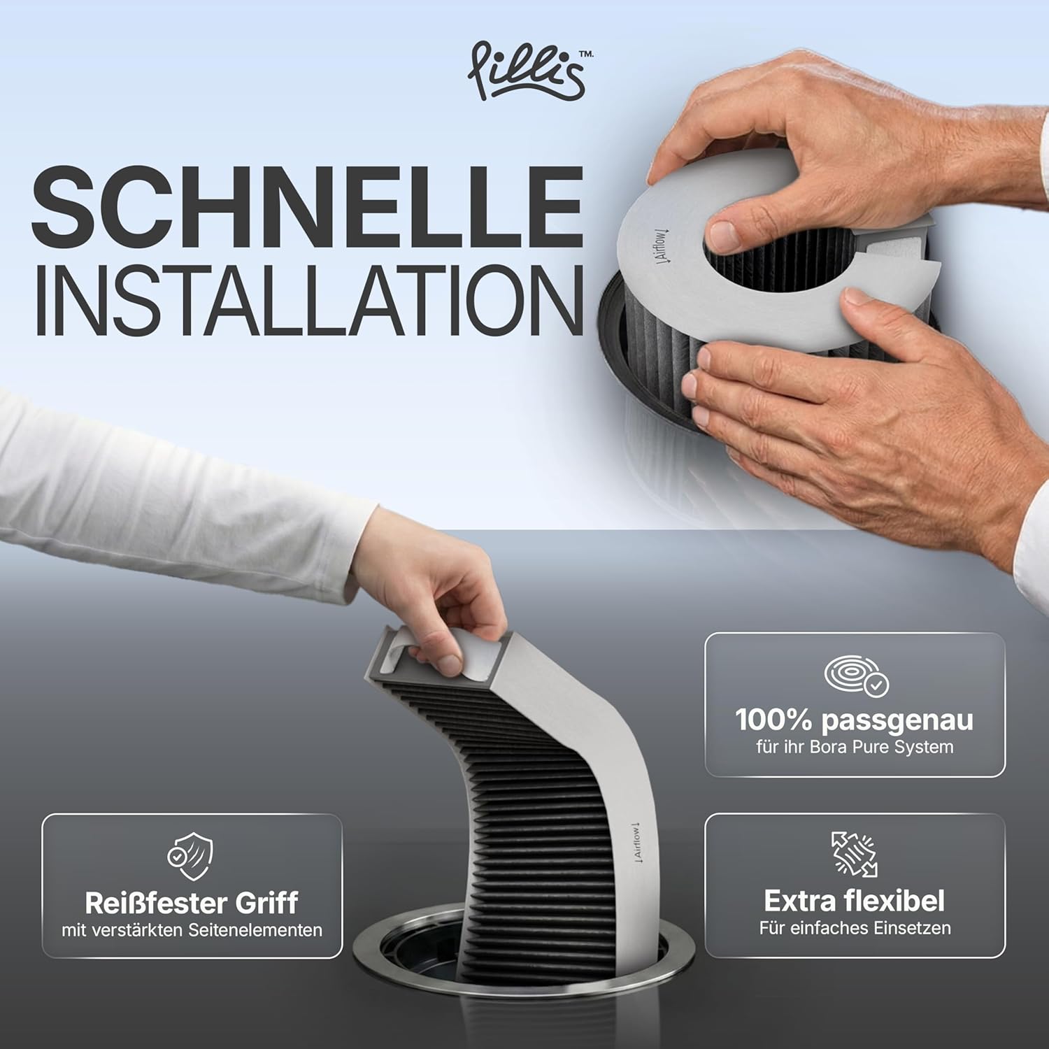 1x Pillis Aktivkohlefilter PUAKF kompatibel mit Bora Pure PURU und Bora X Pure PUXU antibakteriell und geruchsneutralisierend von Pillis