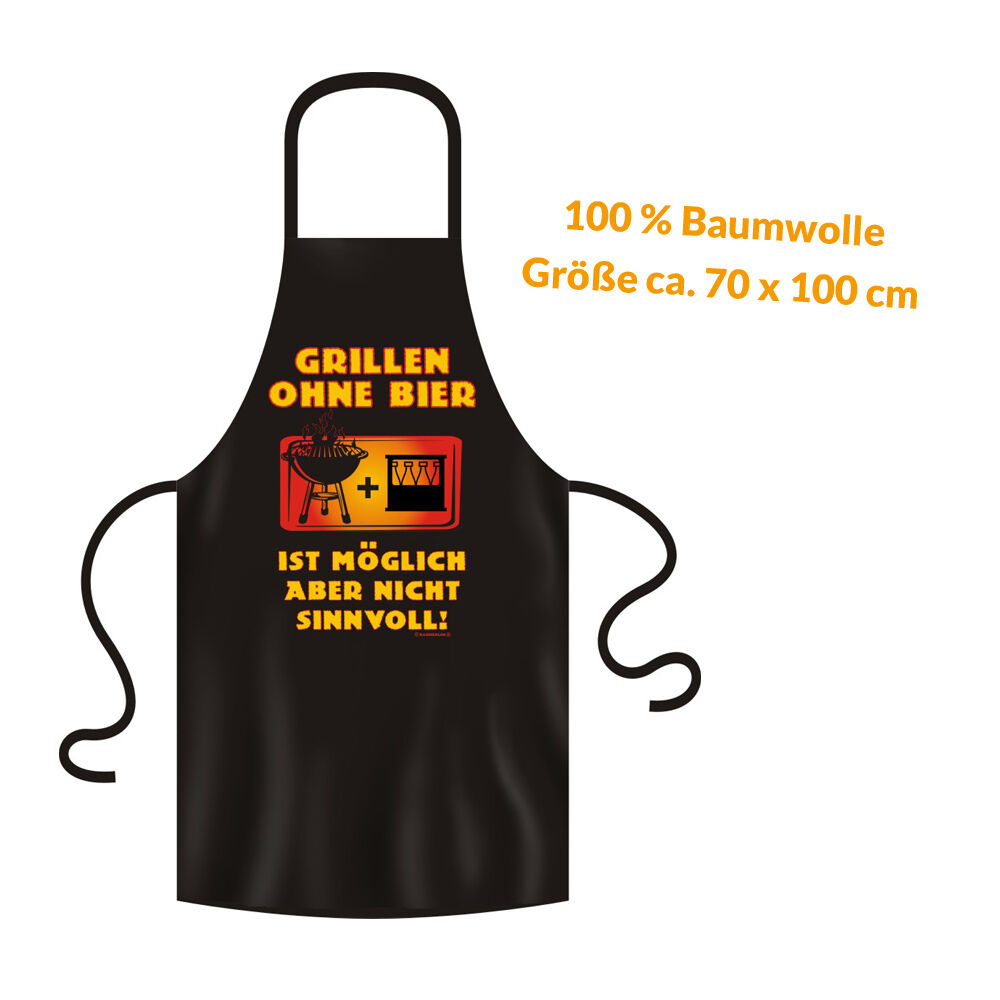 Grillschürze - Küchenschürze - Kochschürze ~ GRILLEN OHNE BIER ~ (2925) von RAHMENLOS®