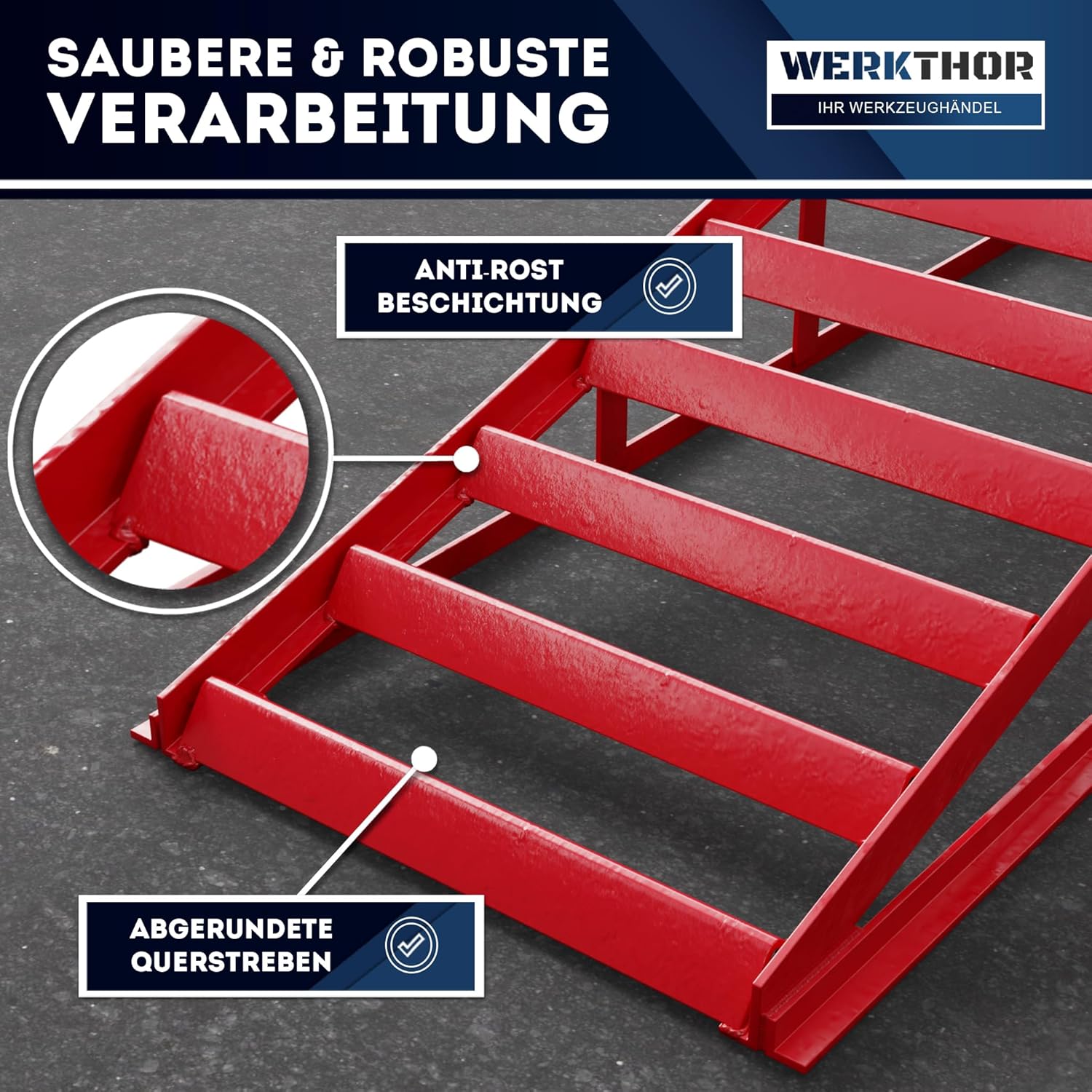WERKTHOR Hydraulische Auffahrrampe PKW - 2er Set in Rot von WERKTHOR