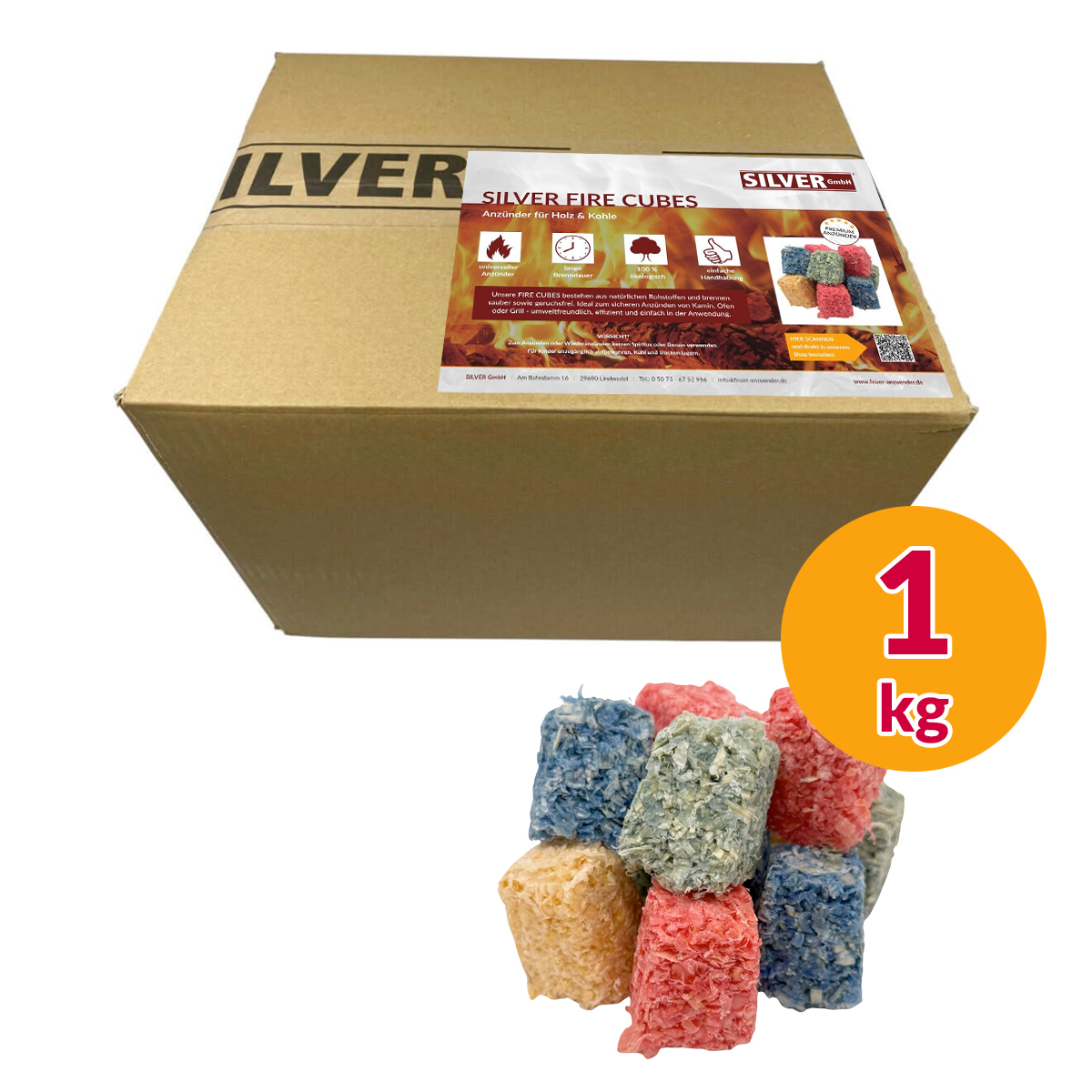 1 kg SILVER Fire Cubes - Ihr zuverlässiger Anzünder für Kamin, Ofen, Grill & Lagerfeuer von SILVER GmbH