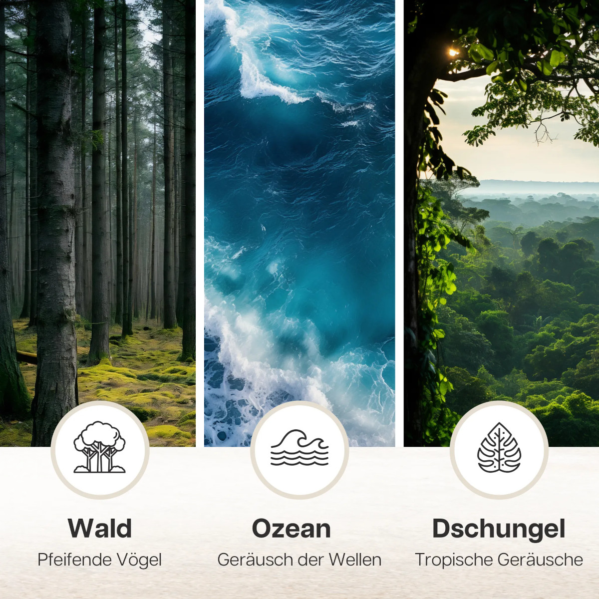 Melodiez Nature Box dunkles Holz - natürliche Entspannung auf Knopfdruck 4 Naturklänge in einer Box von Melodiez