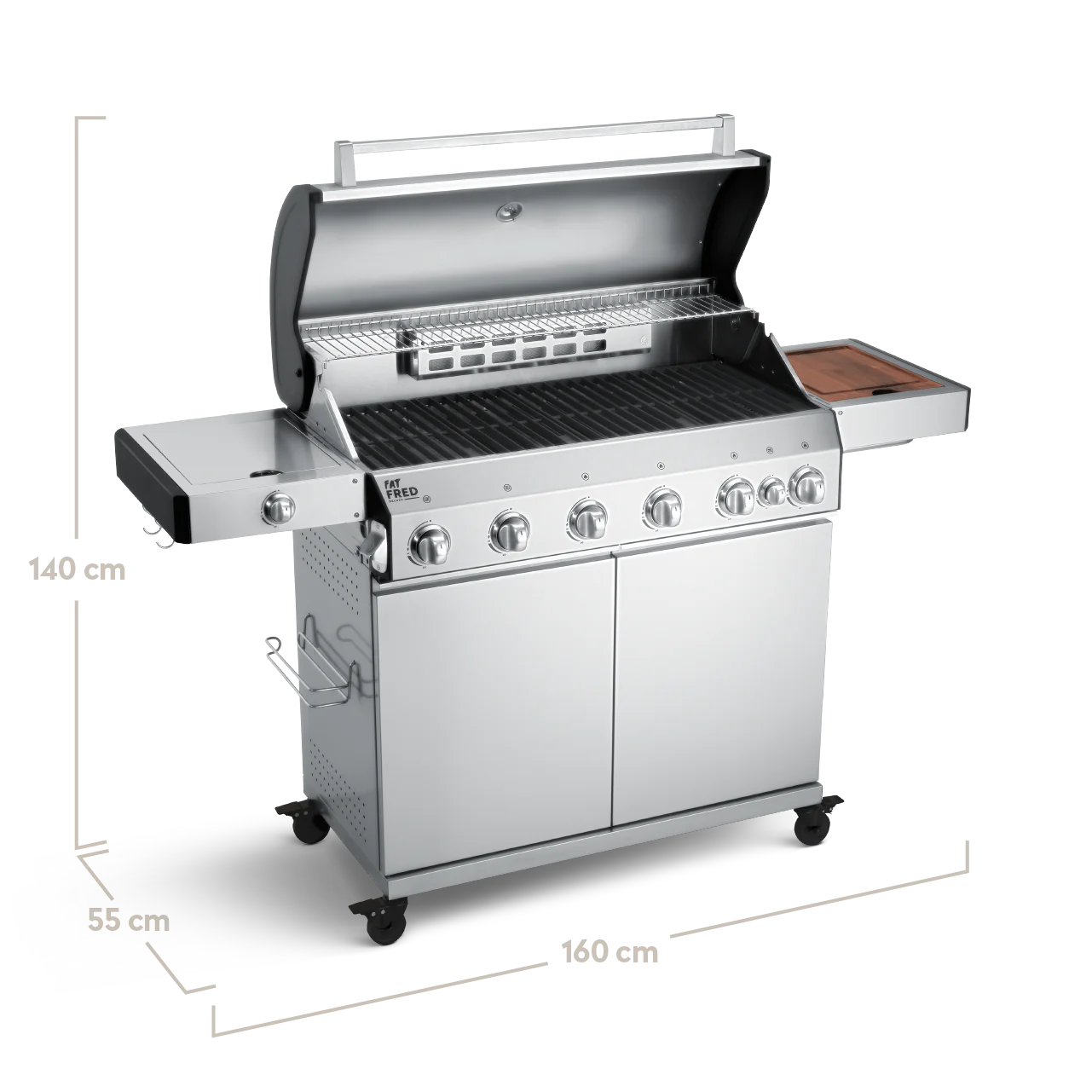 BURNHARD Fat FRED Deluxe Gasgrill 6-Brenner in der Farbe Edelstahl mit Gusseisenrost von BURNHARD