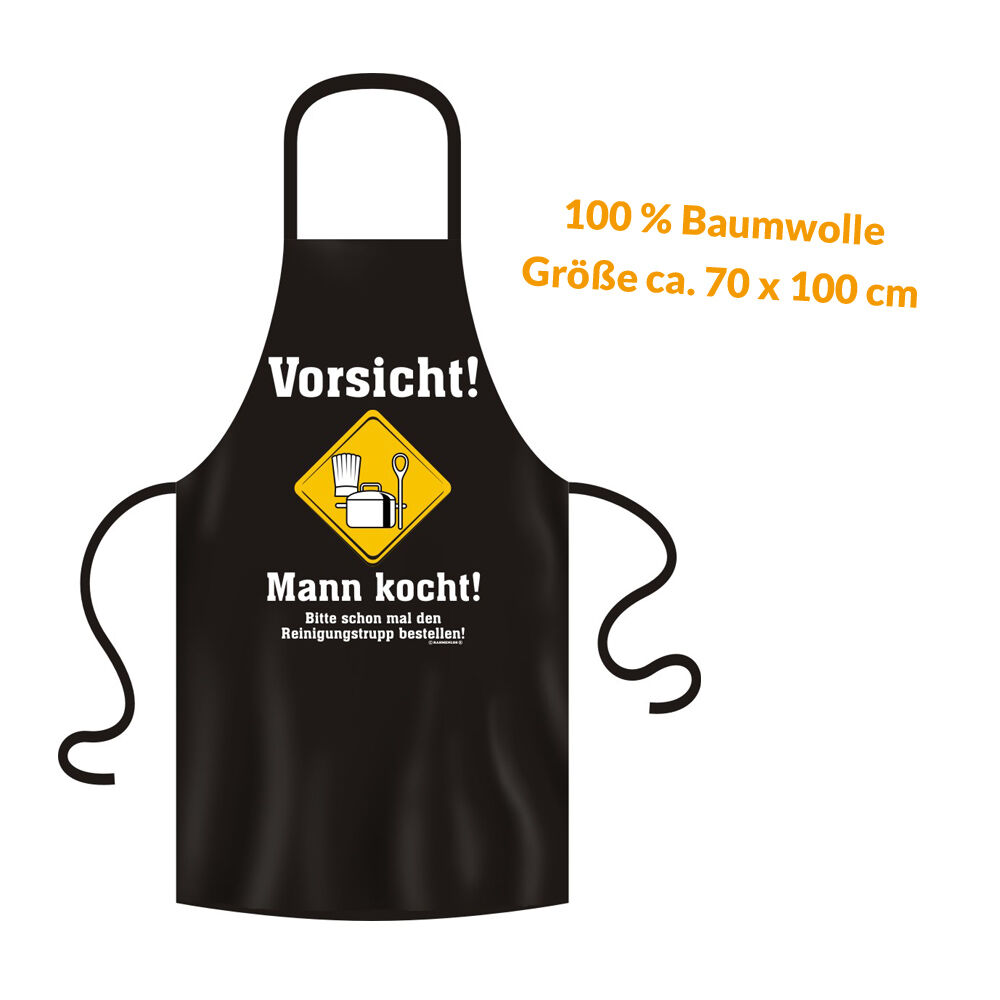 Grillschürze - Küchenschürze - Kochschürze ~ Vorsicht! Mann kocht! ~ (2929) von RAHMENLOS® Grillschürze - Küchenschürze - Kochschürze ~ Vorsicht! Mann kocht! ~ (2929) von RAHMENLOS®