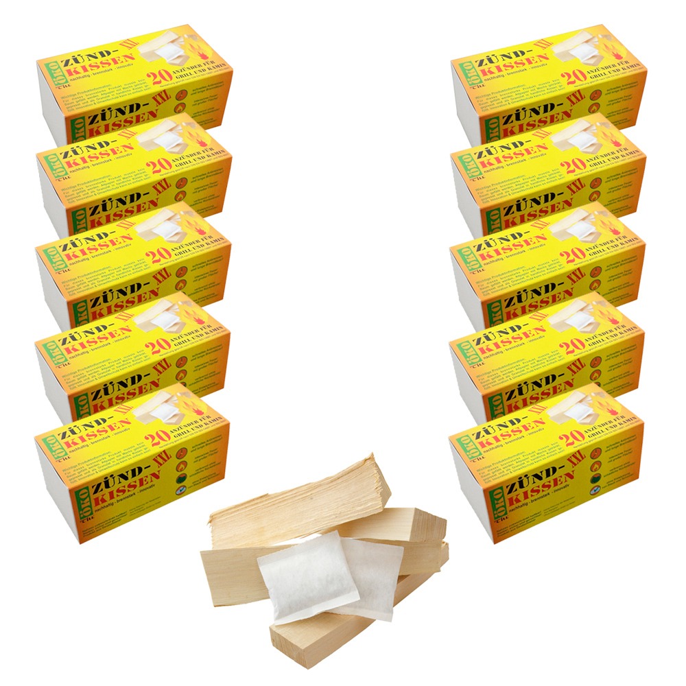 200 Zündkissen Feueranzünder für Grill & Kamin ~ Umweltfreundlich aus recyceltem Altpapier und Wachs von Till 200 Zündkissen Feueranzünder für Grill & Kamin ~ Umweltfreundlich aus recyceltem Altpapier und Wachs von Till