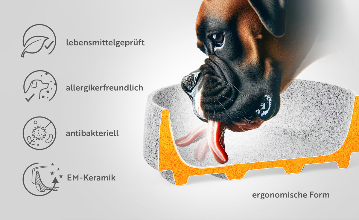 DENK Keramik Hundenapf M Granicium 1,6 Liter für mittelgroße und große Hunde | HMGR1