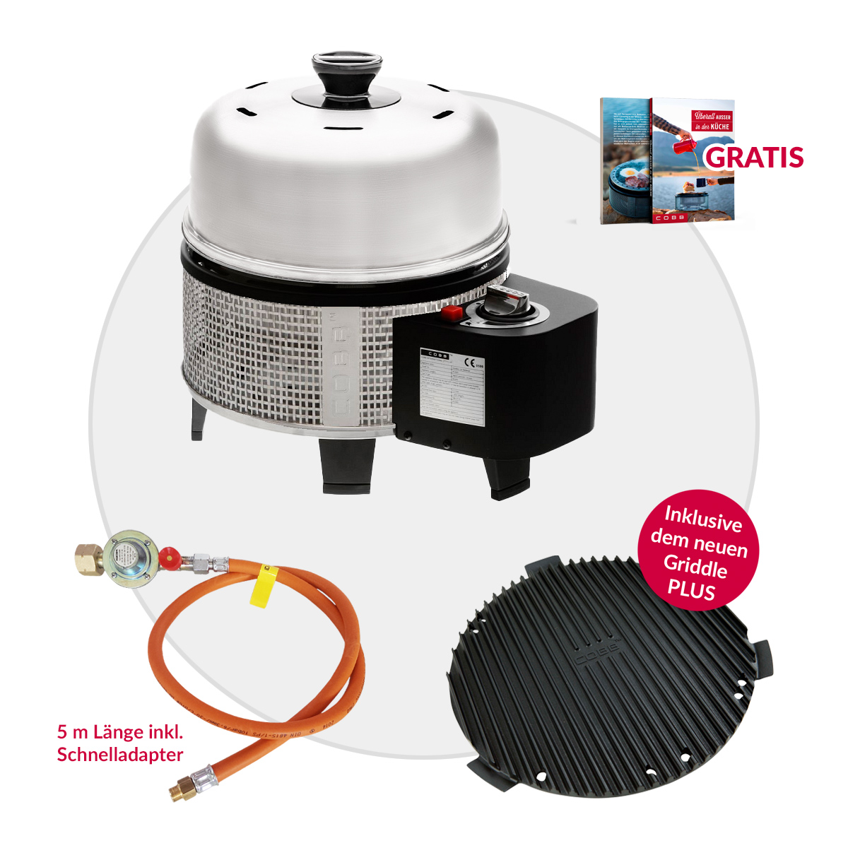 COBB Gas DELUXE 2.0 Grill Multifunktionsküche inkl. Adapter 5m für 5kg - 11kg Flasche von Cobb
