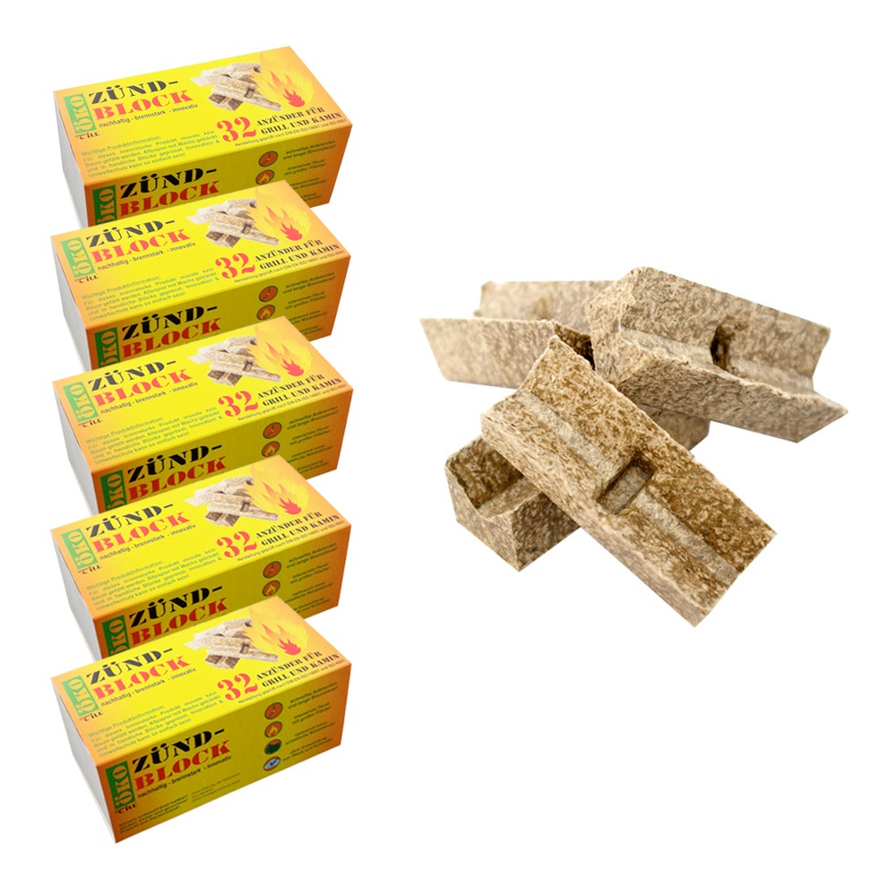 160x Zündblock Feueranzünder für Grill & Kamin ~ Umweltfreundlich aus recyceltem Altpapier und Wachs von Till 160x Zündblock Feueranzünder für Grill & Kamin ~ Umweltfreundlich aus recyceltem Altpapier und Wachs von Till
