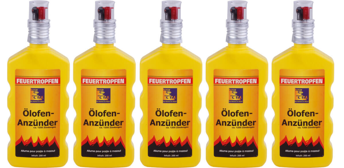 5x Till Feuertropfen 200 ml | Ölofenanzünder | Sicherheitsverschluß von Till 5x Till Feuertropfen 200 ml | Ölofenanzünder | Sicherheitsverschluß von Till
